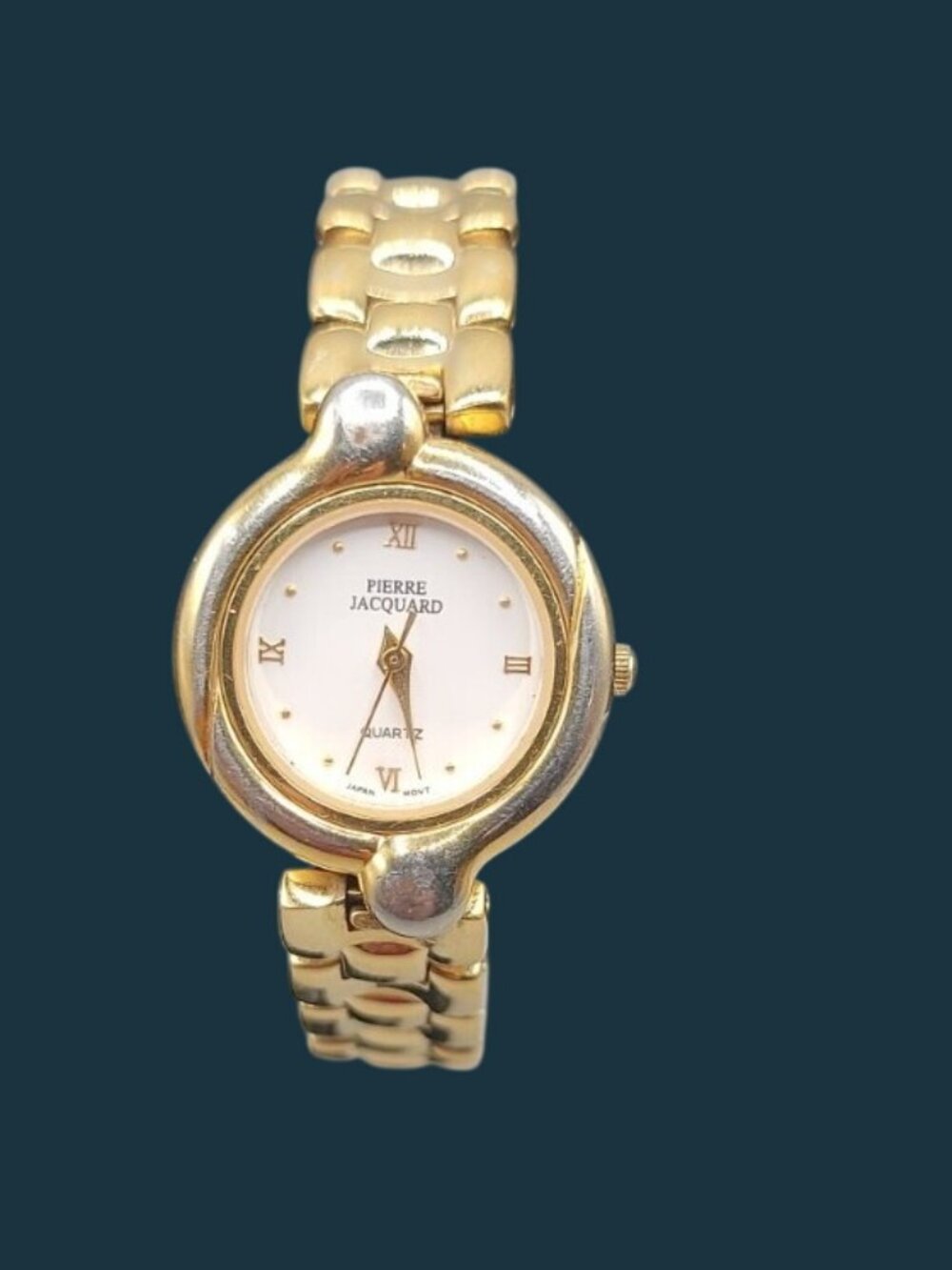 Pierre Jacquard Vintage Women's Watch 25.2mm White Dial Gold Tone 7" Flex Band